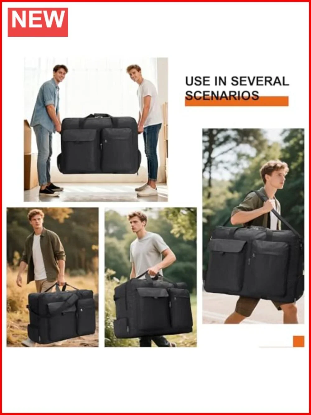 Large Travel Duffle Bag 80L Foldable Waterproof Weekender Gym Bag with Shoe